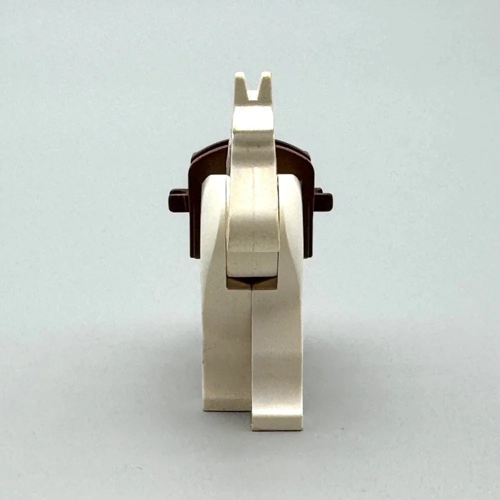LEGO White Horse Minifigure Animal Dark Orange Bridle Pattern Brown Saddle